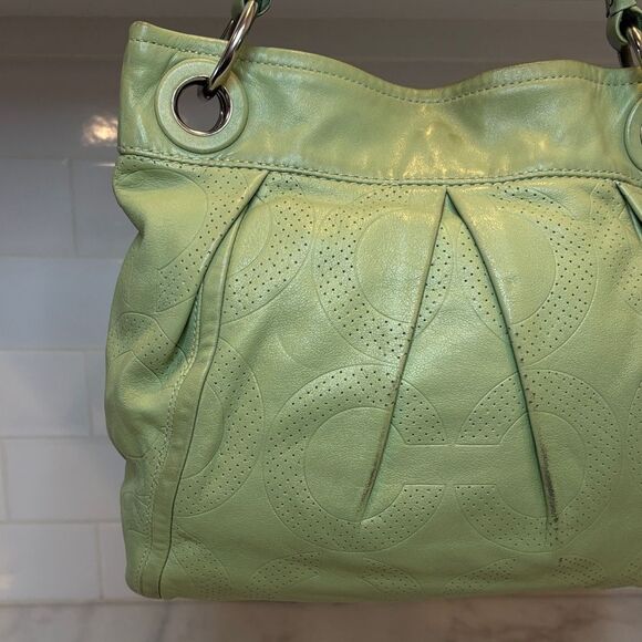 Coach Bag Purse Handbag Leather Parker Perforated Signature OpArt Hobo Crossbody - Picture 6 of 16